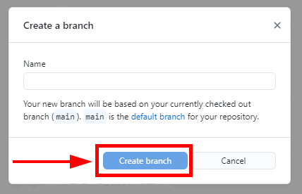 A window has a field to name a branch and a 'Create Branch' button.